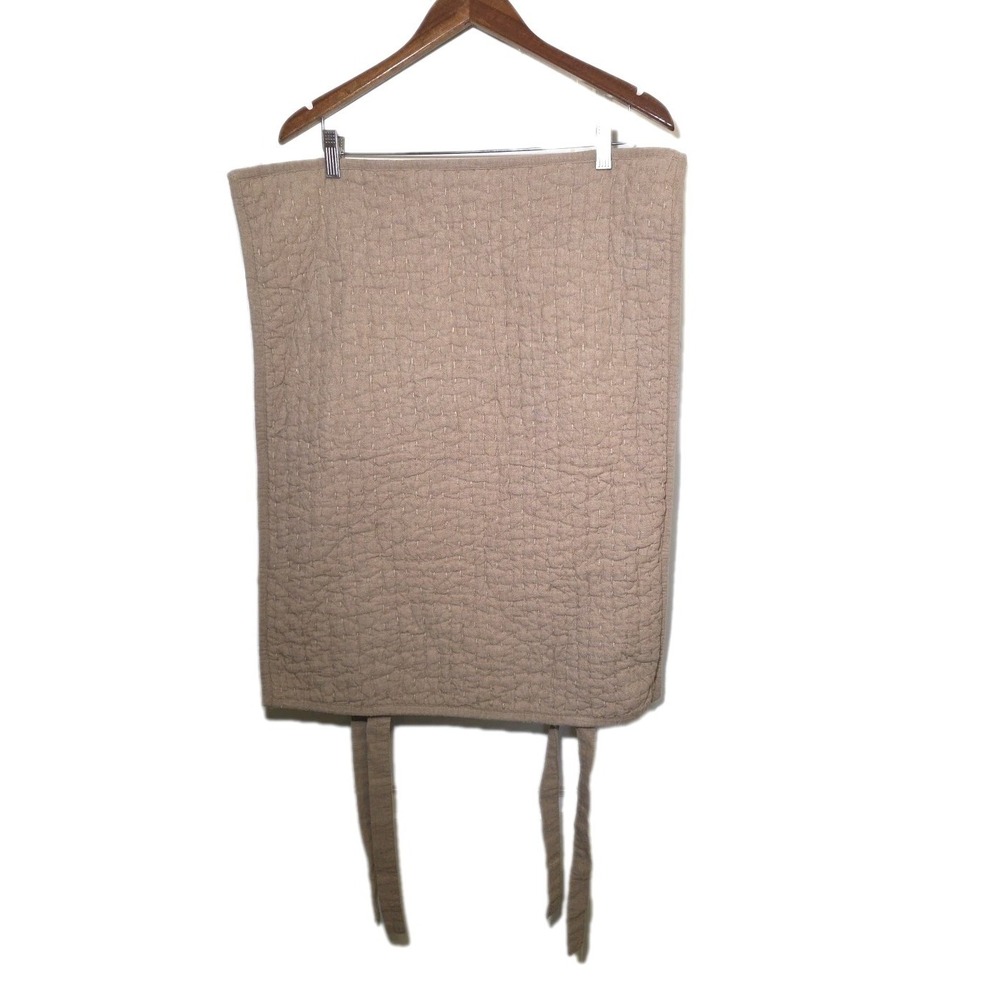 2 Pottery Barn Pick Stitch Quilted, Standard, Shams,  Dark Brown Linen Blend Tie